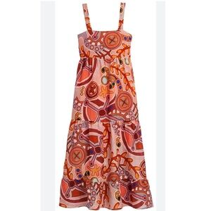 Marie Oliver Coral Stipple Colorful Orange Petra Dress NWT Size L Large